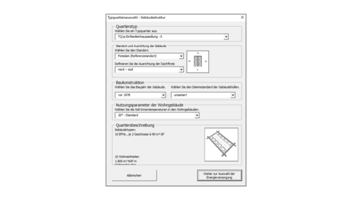 Grafik, Screenshot aus dem E4Q Quartierbewertungstool